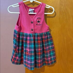 Vintage Vibrant Pink Baby Dress with Embroidery